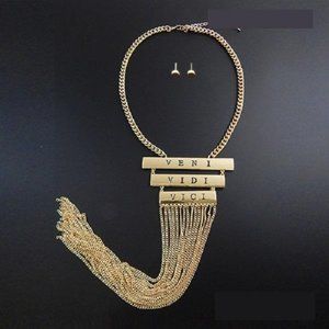 VENI VIDI VICI Hip Hop Gold Fringe Necklace